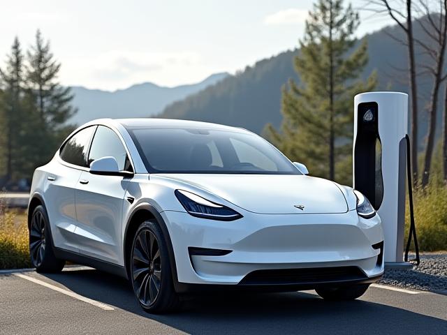 Elbil på ladestasjon i Norge